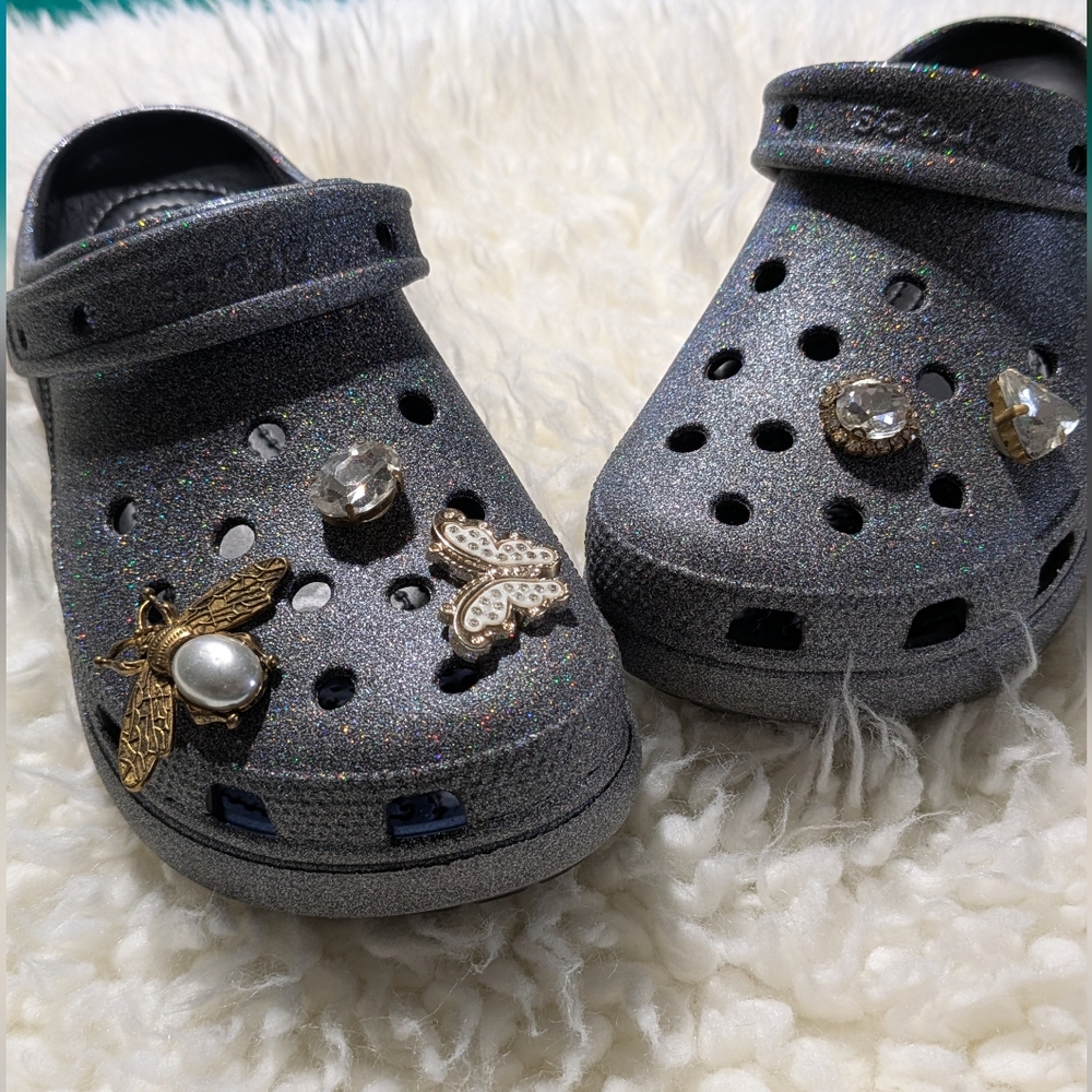 CROCS Glittery Kids Water Shoes with Charms